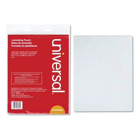 Universal Laminating Pouch, 3 mil, 9x11-1/2, PK25 UNV84620